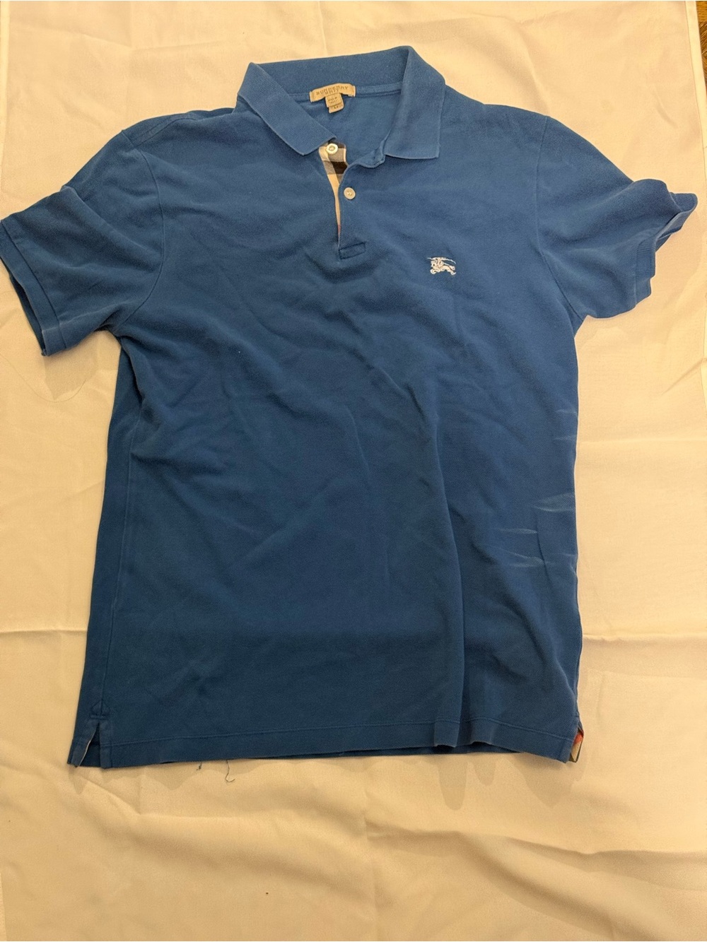 Burberry Royal Blue BOYS Polo with Embroidered Equestrian Logo